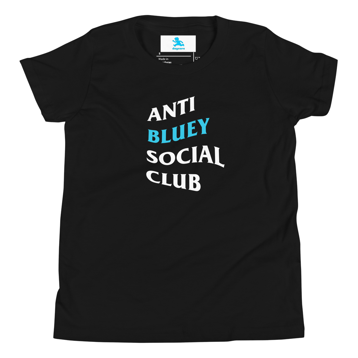 Anti Bluey Black Youth Short Sleeve T-Shirt